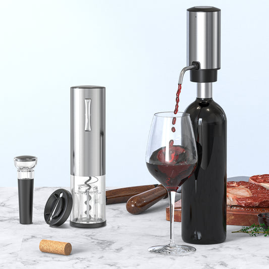 Paklq Electric Wine Opener Set, Rechargeable Automatic Wine Bottle Opener, Dispenser, Mother’s Day 4 in 1 Gift Set for Wine Lovers