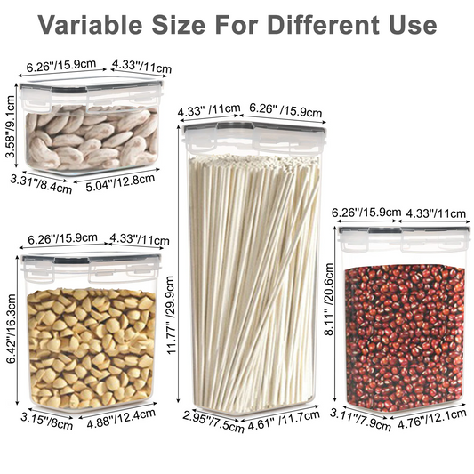 Pkalq Airtight Food Storage Containers With Lids, 7 PCS PP Free Kitchen Plastic Storage Containers for Dry Food,Flour and Sugar, for Pantry Organization and Storage