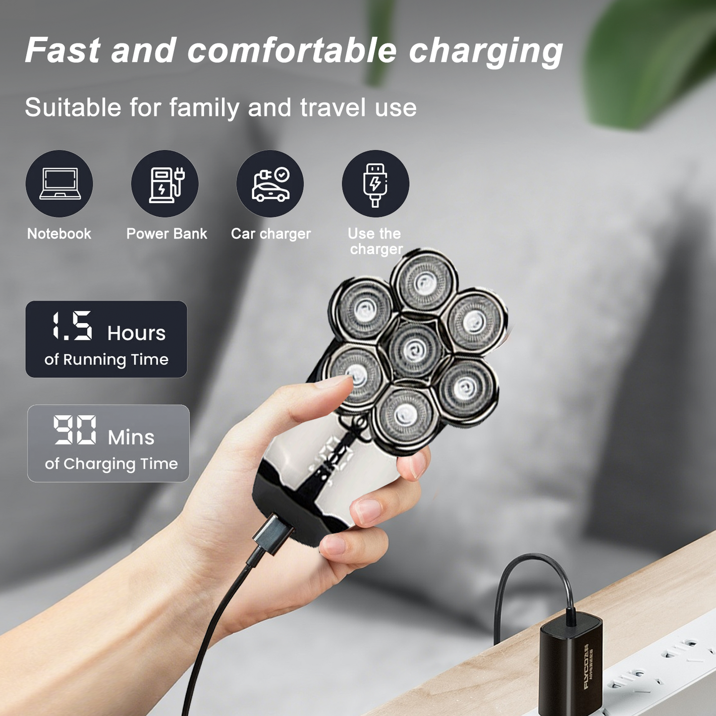 Pkalq Head Shavers for Bald Men: 5-in-1 Electric Razor - IPX6 Waterproof Shaving Grooming Kit for Balder - Turbo Speed & Precision Blades