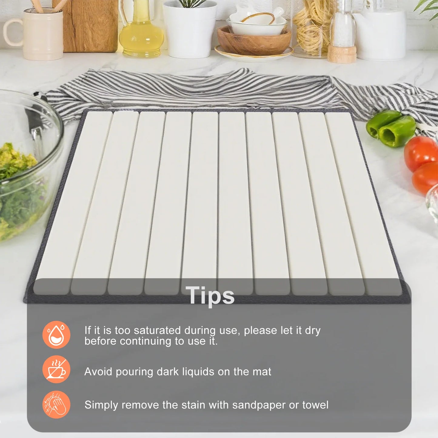 PKALQ Stone Dish Drying Mat for Kitchen Counter