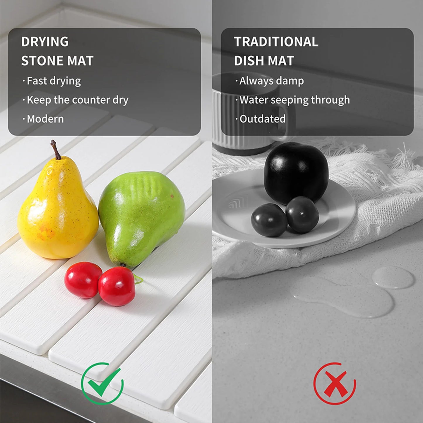 PKALQ Stone Dish Drying Mat for Kitchen Counter