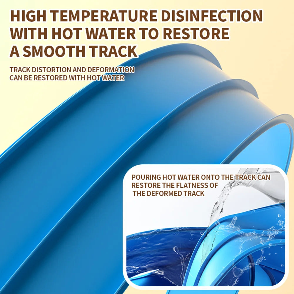 15 Ft Flexible Race Track for Kids, Portable Dual Sided Racetrack with 4 Car & Suction Cups, Compatible with Hot Wheels & 1/64 Diecast Cars, Classic Long Rolls up Race Track for Boys Girls (Blue)