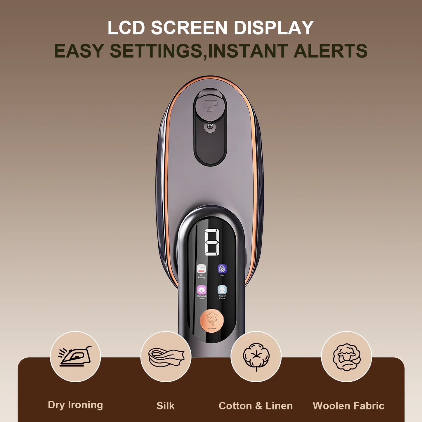 PKALQ Travel Steamer for Clothes, 1200W Portable Steamer with LCD Display 180° Swivel Handle Powerful Wrinkle Remover, Clothing Steamer