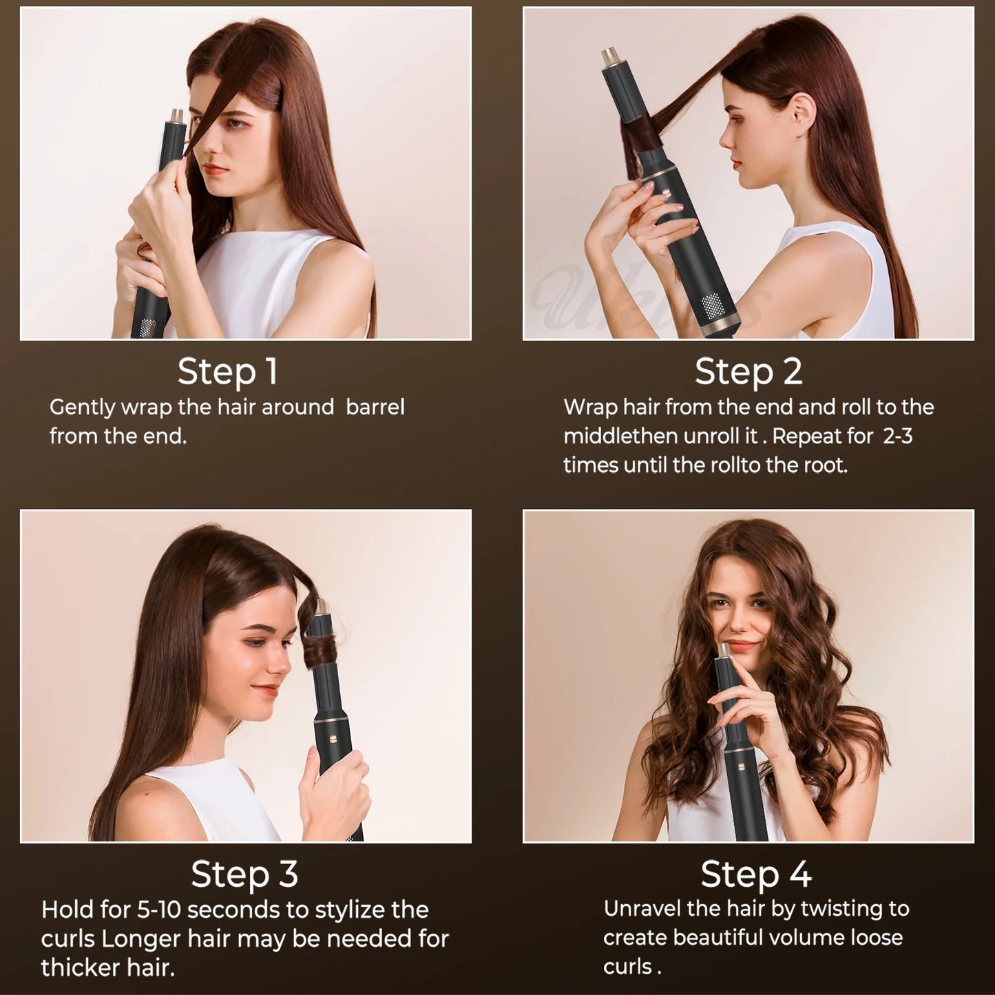 Hair Dryer Brush Set, 5 in 1 Hot Air Brush, Drying, Volumizer Hair Styling Tools, Black