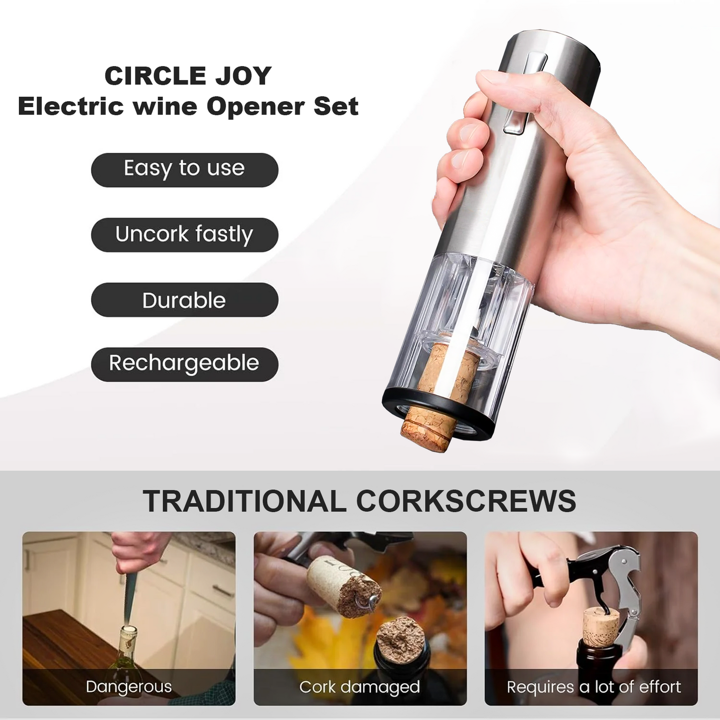 Paklq Electric Wine Opener Set, Rechargeable Automatic Wine Bottle Opener, Dispenser, Mother’s Day 4 in 1 Gift Set for Wine Lovers