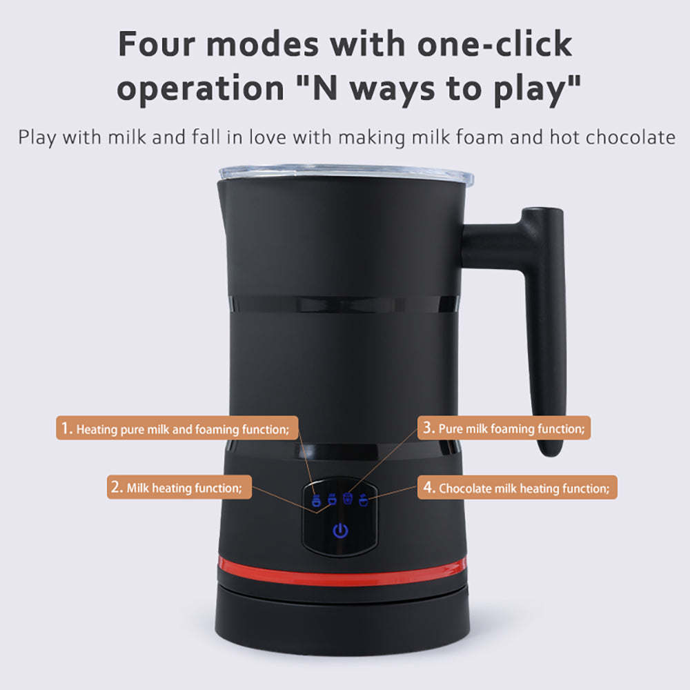 Pkalq Milk Frother, 4-in-1 Electric Milk Steamer, 15oz/430ml Automatic Hot and Cold Foam Maker and Milk Warmer for Latte, Cappuccinos, Macchiato, From the Makers of Instant 500W, Black