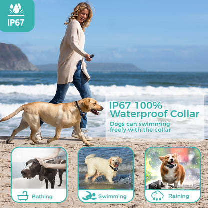 Pkalq 2-in-1 Dog Shock Collar & Dog Bark Collar - Smart Anti Barking Dog Training Collar with 5 Adjustable Sensitivity & 3300FT Remote for All Breeds IP67 Waterproof E-Collar