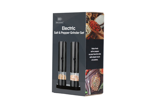 Pkalq Electric Salt and Pepper Grinder Set, Adjustable Coarseness, Automatic Grinding, with Rechargeable Base, 2 Pack