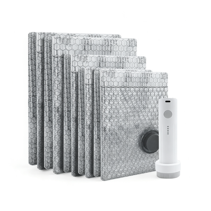 PKALQ Vacuum Bags for Travel with Rechargeable air Pump, 15 Pack Carry-on Size Compression Packing Bags for Luggage and Suitcase, Space Saver for Clothes and Clothing Travel