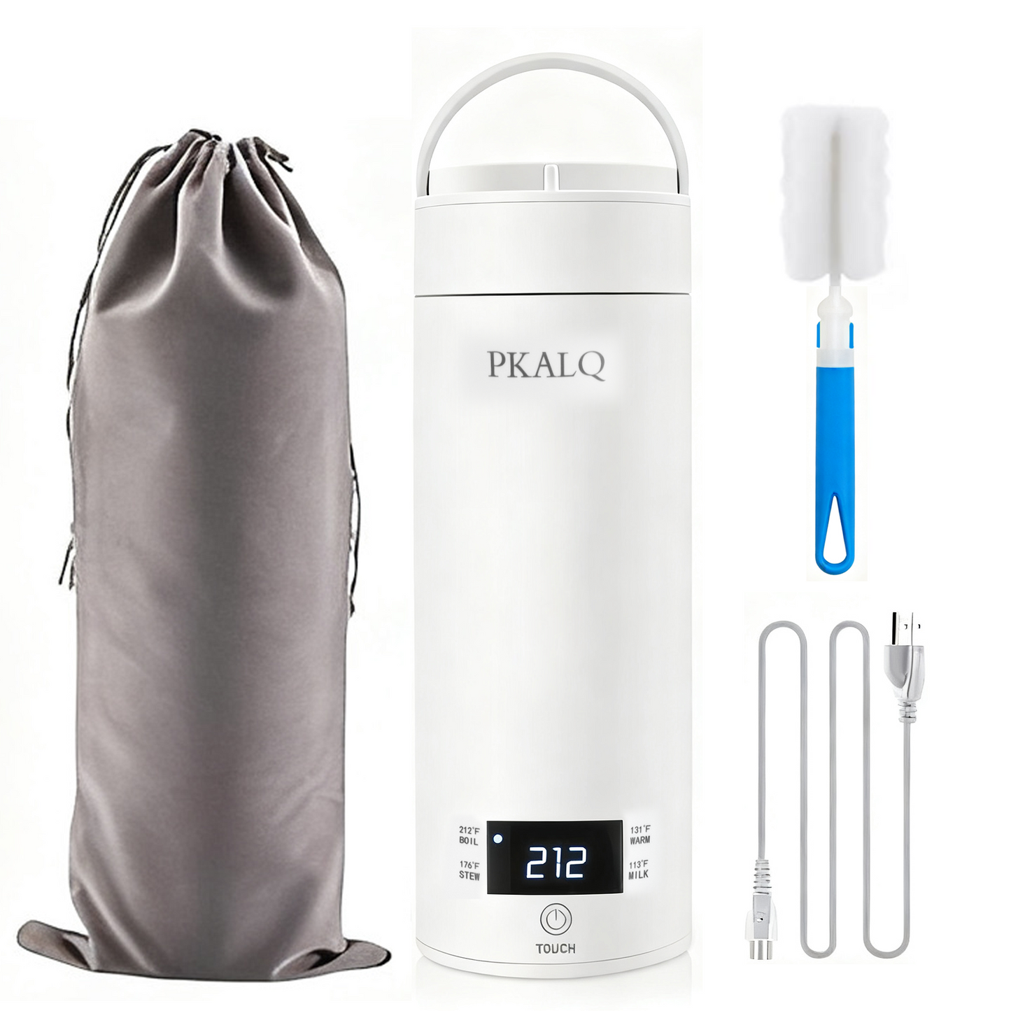 PKALQ Travel Electric Kettle Portable Mini Kettle,Small Hot Water Boiler with 4 Temperature Settings,316 Stainless Steel,Fast Boiling Water with Auto Shut-Off and Boil Dry Protection,450ml