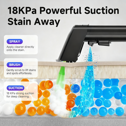 PKALQ Portable Carpet Cleaner Machine ; Multi-functional Deep Cleaning with Powerful Suction for Home, Car & Pet Areas, Ideal for Pet Owners and Busy Families