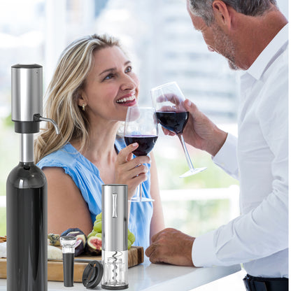 Paklq Electric Wine Opener Set, Rechargeable Automatic Wine Bottle Opener, Dispenser, Mother’s Day 4 in 1 Gift Set for Wine Lovers