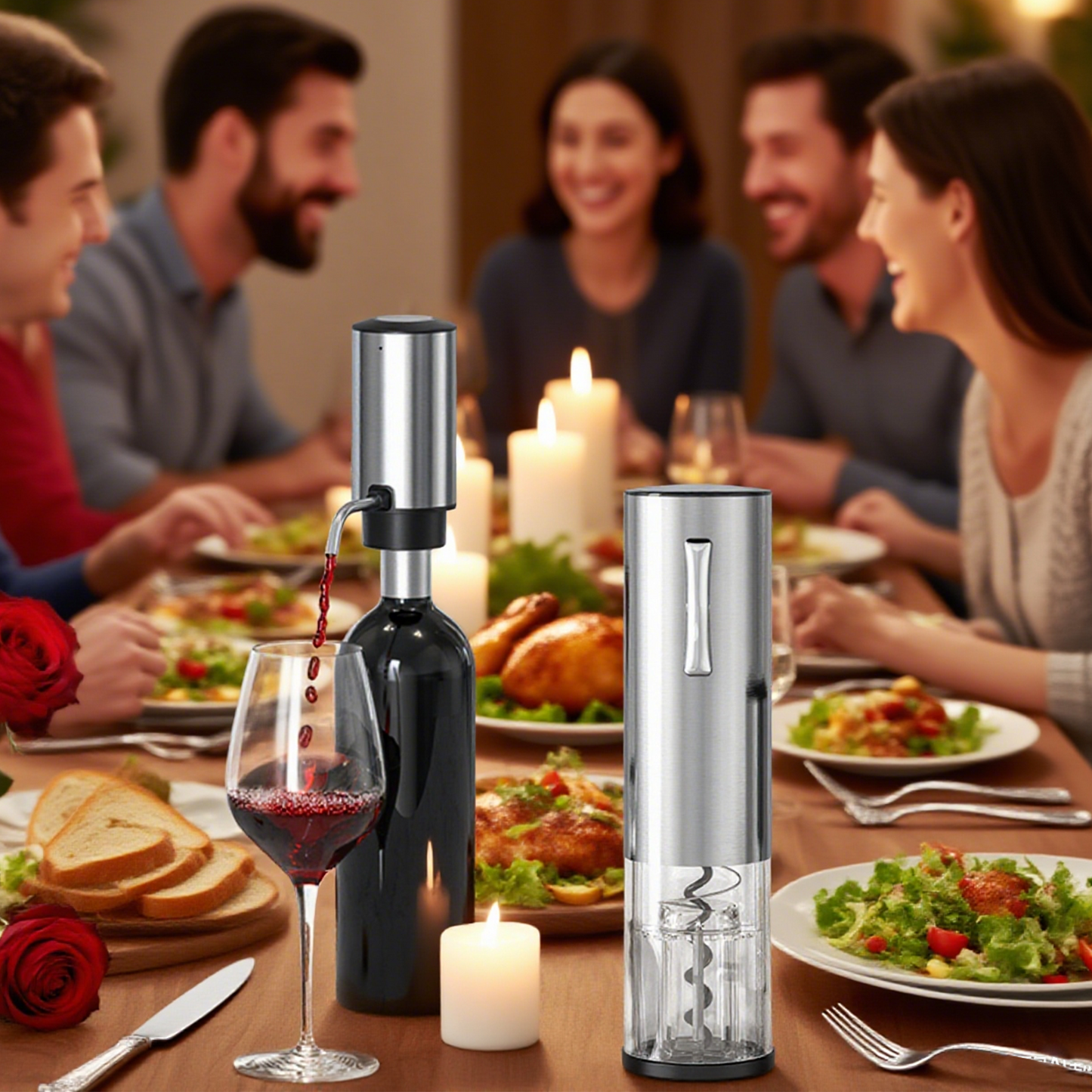 Paklq Electric Wine Opener Set, Rechargeable Automatic Wine Bottle Opener, Dispenser, Mother’s Day 4 in 1 Gift Set for Wine Lovers