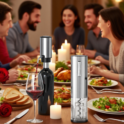 Paklq Electric Wine Opener Set, Rechargeable Automatic Wine Bottle Opener, Dispenser, Mother’s Day 4 in 1 Gift Set for Wine Lovers