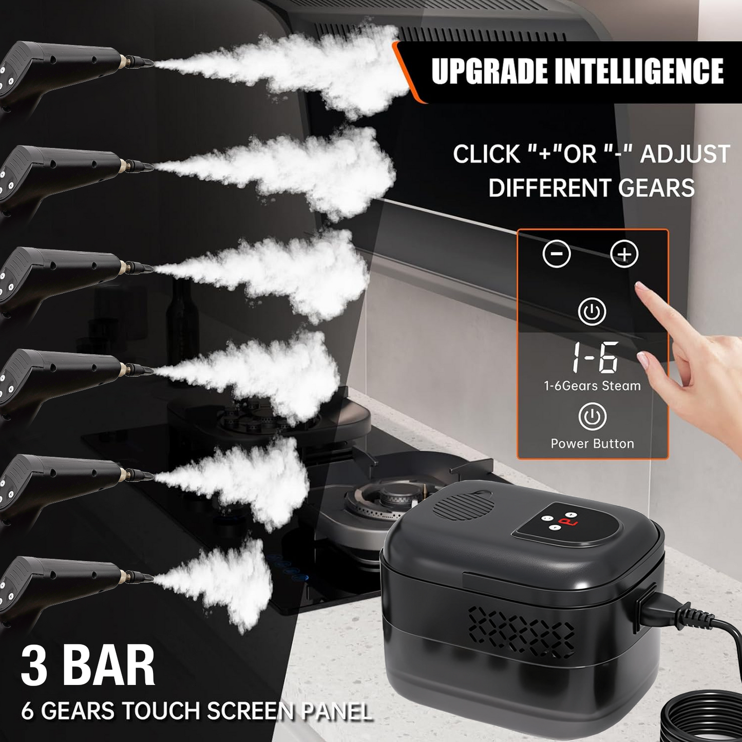 1500W High-Pressure Handheld Steam Cleaner - 221°F Fast Heating & Portable Steam Cleaning for Home , Bathrooms, Car Interiors Eliminates Pet Hair, Allergens, Stubborn Grime