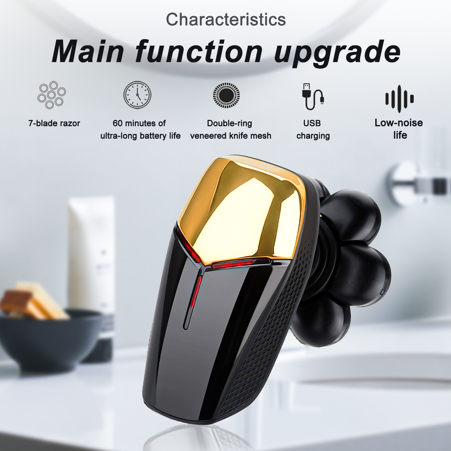 Pkalq Head Shavers for Bald Men: 5-in-1 Electric Razor - IPX6 Waterproof Shaving Grooming Kit for Balder - Turbo Speed & Precision Blades
