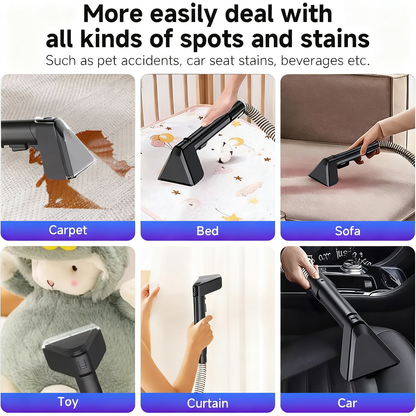 PKALQ Portable Carpet Cleaner Machine ; Multi-functional Deep Cleaning with Powerful Suction for Home, Car & Pet Areas, Ideal for Pet Owners and Busy Families