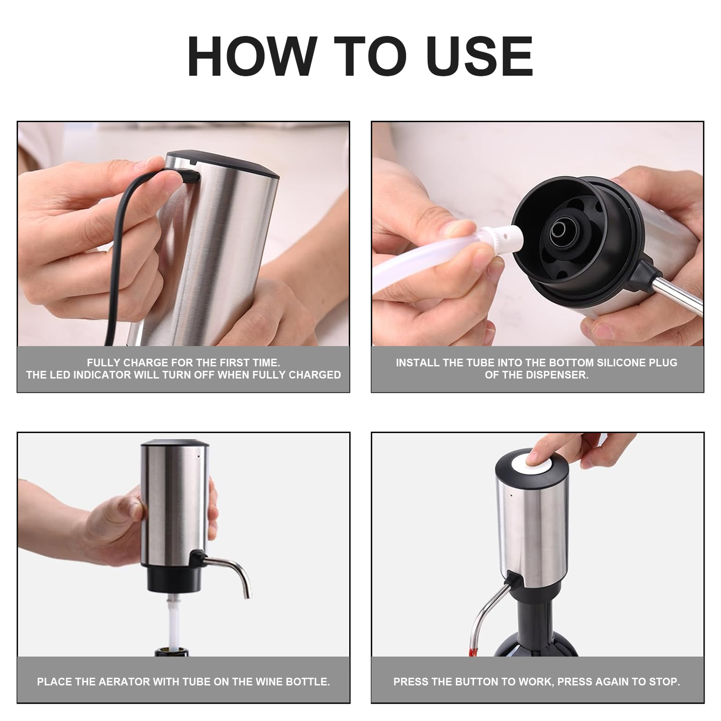 Paklq Electric Wine Opener Set, Rechargeable Automatic Wine Bottle Opener, Dispenser, Mother’s Day 4 in 1 Gift Set for Wine Lovers