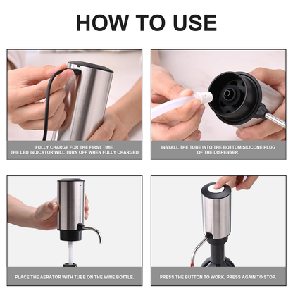Paklq Electric Wine Opener Set, Rechargeable Automatic Wine Bottle Opener, Dispenser, Mother’s Day 4 in 1 Gift Set for Wine Lovers