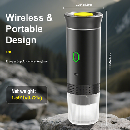 Pkalq 3-in-1 Portable Coffee Maker for Travel,Self-Heating Espresso Machine with USB-C,LED Display,20 Bar,Compatible with Coffee Grounds&Capsules (Ns&DG)–Portable Espresso Maker for Car,RV,Camping,Off