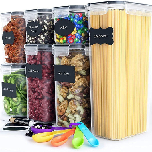 Pkalq Airtight Food Storage Containers With Lids, 7 PCS PP Free Kitchen Plastic Storage Containers for Dry Food,Flour and Sugar, for Pantry Organization and Storage