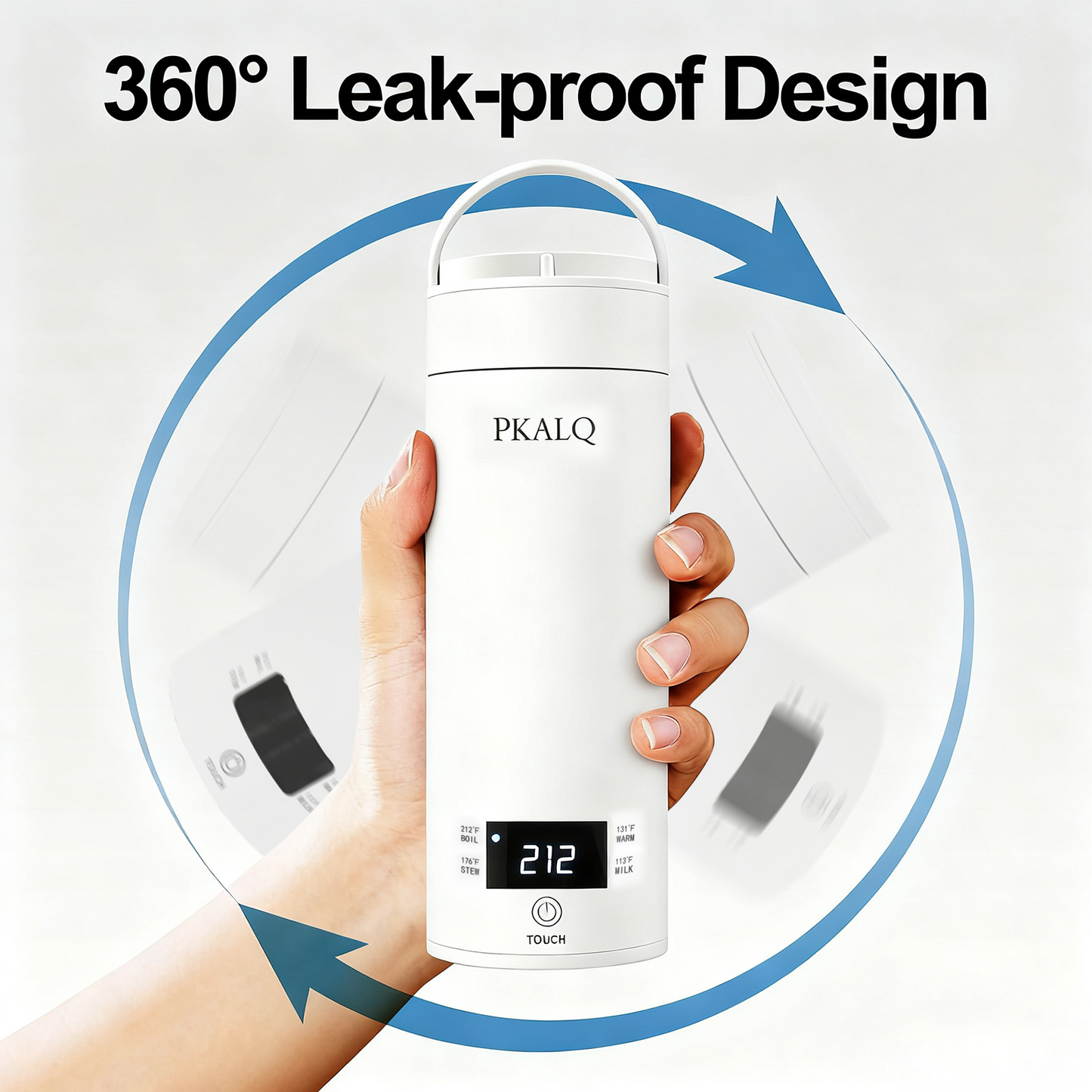 PKALQ Travel Electric Kettle Portable Mini Kettle,Small Hot Water Boiler with 4 Temperature Settings,316 Stainless Steel,Fast Boiling Water with Auto Shut-Off and Boil Dry Protection,450ml