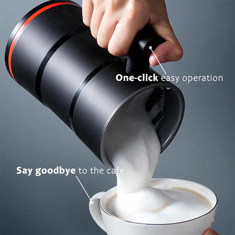 Pkalq Milk Frother, 4-in-1 Electric Milk Steamer, 15oz/430ml Automatic Hot and Cold Foam Maker and Milk Warmer for Latte, Cappuccinos, Macchiato, From the Makers of Instant 500W, Black