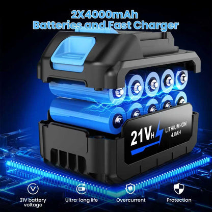 2025 Upgraded Leaf Blower Cordless - 800,000 RPM with 2 x 4.0Ah Batteries and Charger Electric Blowers for Lawn Care Yard Garage Leaves Dust or Snow Outdoor Tidying Portable Leaf Blower