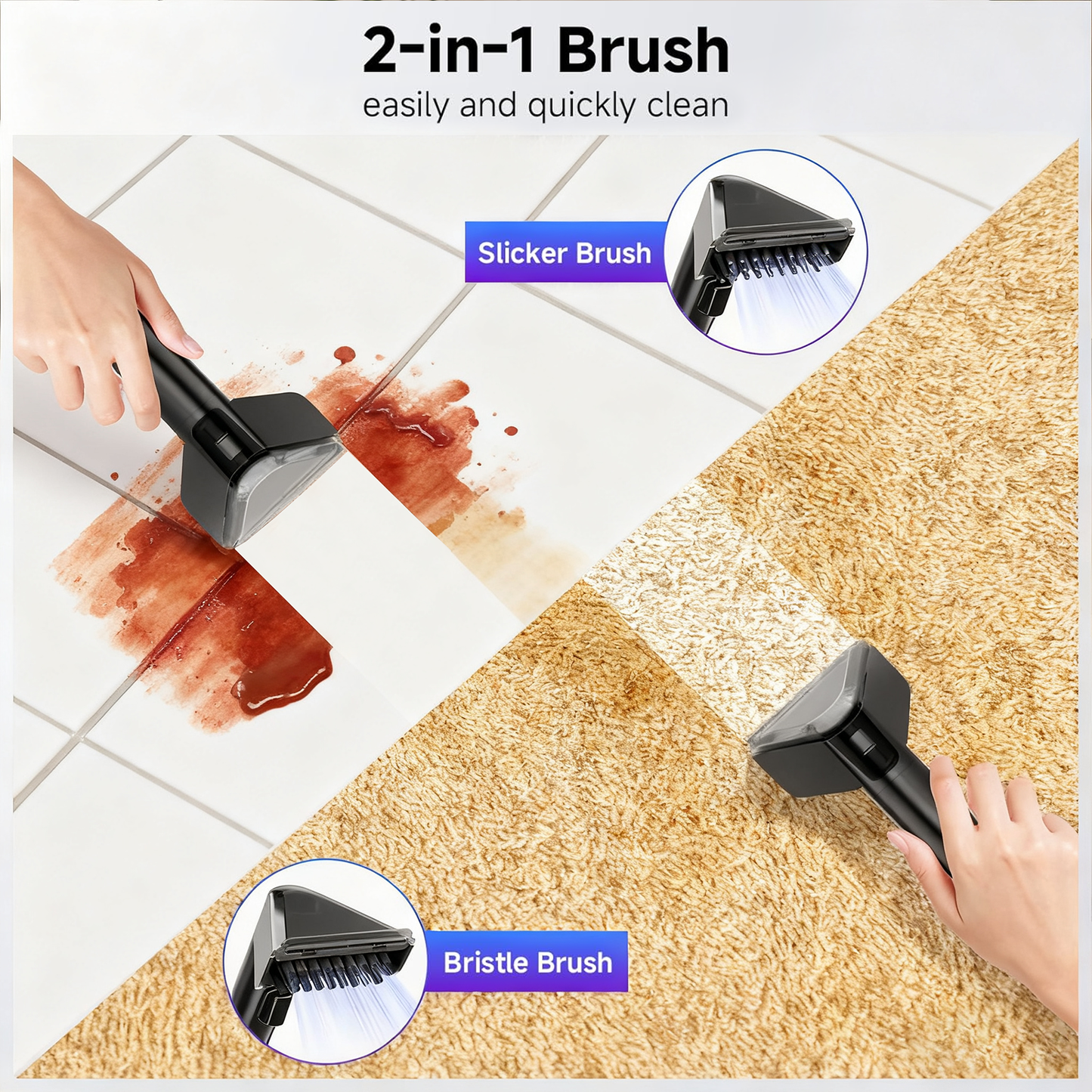 PKALQ Portable Carpet Cleaner Machine ; Multi-functional Deep Cleaning with Powerful Suction for Home, Car & Pet Areas, Ideal for Pet Owners and Busy Families