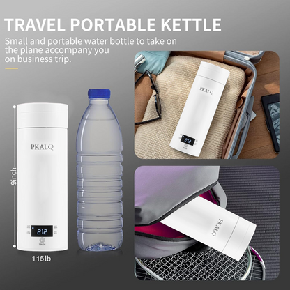 PKALQ Travel Electric Kettle Portable Mini Kettle,Small Hot Water Boiler with 4 Temperature Settings,316 Stainless Steel,Fast Boiling Water with Auto Shut-Off and Boil Dry Protection,450ml