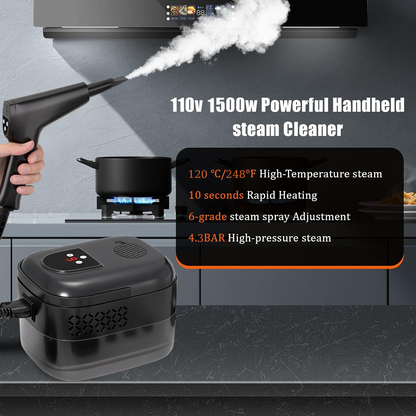 1500W High-Pressure Handheld Steam Cleaner - 221°F Fast Heating & Portable Steam Cleaning for Home , Bathrooms, Car Interiors Eliminates Pet Hair, Allergens, Stubborn Grime