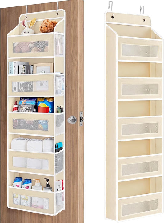 Pkalq over Door Storage Organizer, 5 Door Organizer Hanging with 5 Large Capacity Pockets, Behind The Door Storage for Bedroom, Bathroom