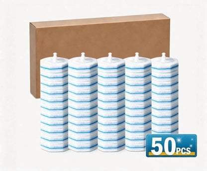50 Pack Toilet Wand Refills, Disposable Toilet Bowl Cleaning Brush Heads, High Density Scrubber Pads with 5X Cleaning Power, Compatible with Toilet Wand System for Bathroom Cleaning