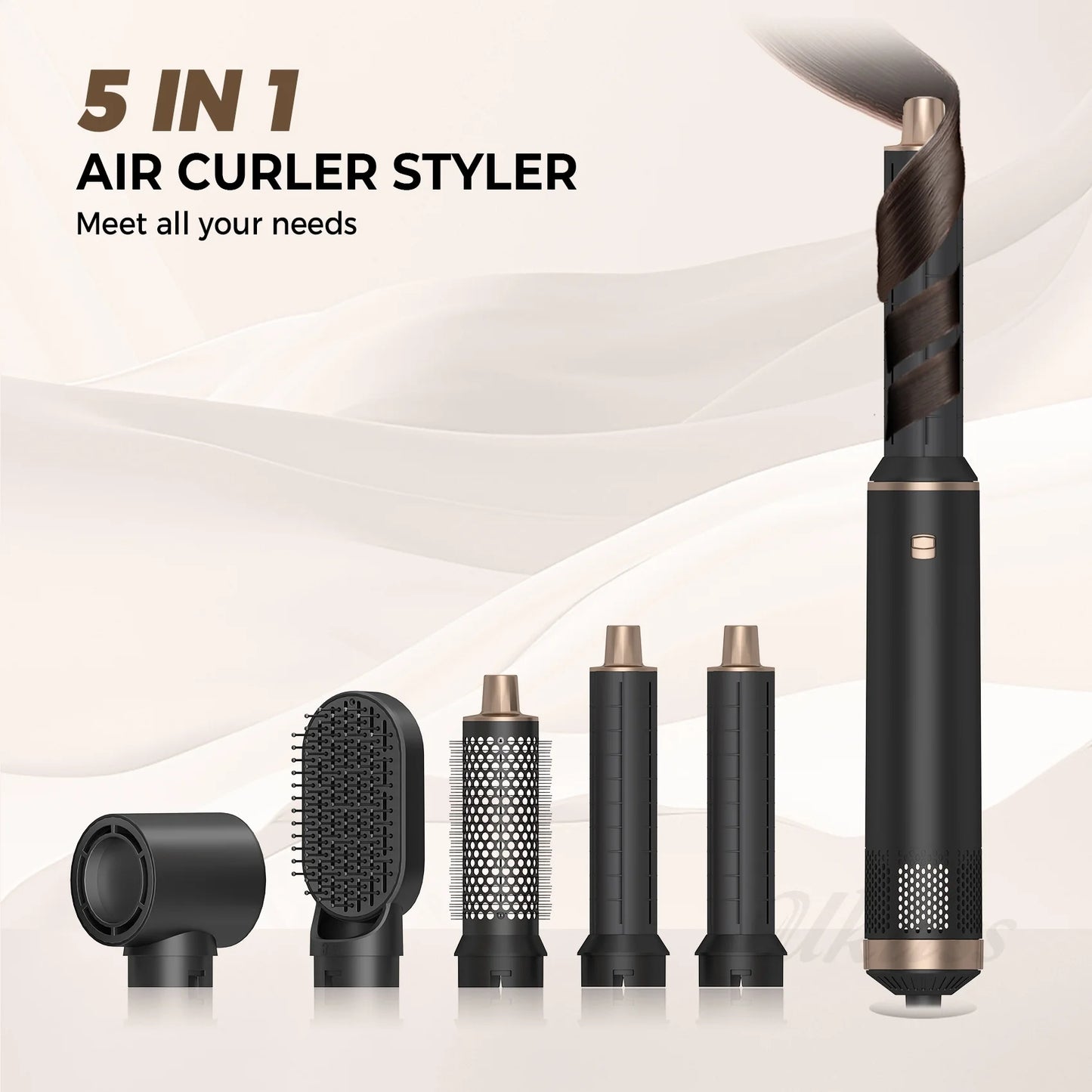 Hair Dryer Brush Set, 5 in 1 Hot Air Brush, Drying, Volumizer Hair Styling Tools, Black