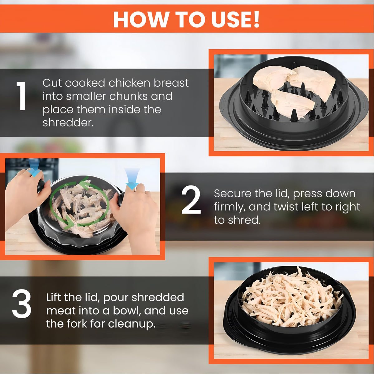 Chicken Shredder Large Chicken Breast Shredder Tool , Visible Meat Shredder Machine, Strong Anti-Slip Strip, Ergonomic Handle, BPA Free, Suitable for Pork Beef Chicken
