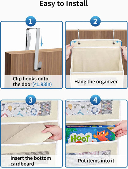 Pkalq over Door Storage Organizer, 5 Door Organizer Hanging with 5 Large Capacity Pockets, Behind The Door Storage for Bedroom, Bathroom