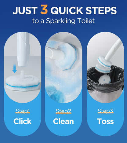 50 Pack Toilet Wand Refills, Disposable Toilet Bowl Cleaning Brush Heads, High Density Scrubber Pads with 5X Cleaning Power, Compatible with Toilet Wand System for Bathroom Cleaning