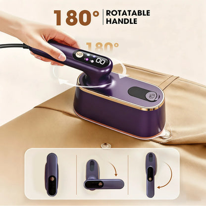 PKALQ Travel Steamer for Clothes, 1200W Portable Steamer with LCD Display 180° Swivel Handle Powerful Wrinkle Remover, Clothing Steamer