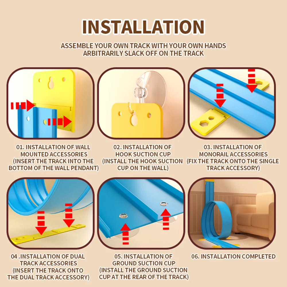 15 Ft Flexible Race Track for Kids, Portable Dual Sided Racetrack with 4 Car & Suction Cups, Compatible with Hot Wheels & 1/64 Diecast Cars, Classic Long Rolls up Race Track for Boys Girls (Blue)