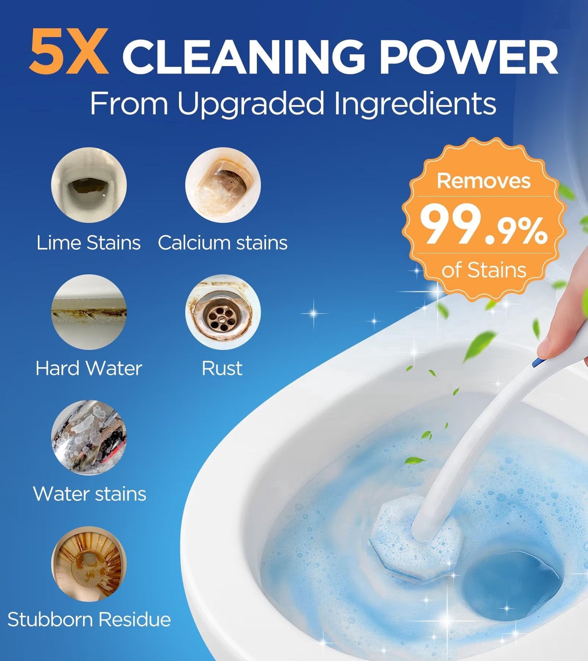 50 Pack Toilet Wand Refills, Disposable Toilet Bowl Cleaning Brush Heads, High Density Scrubber Pads with 5X Cleaning Power, Compatible with Toilet Wand System for Bathroom Cleaning