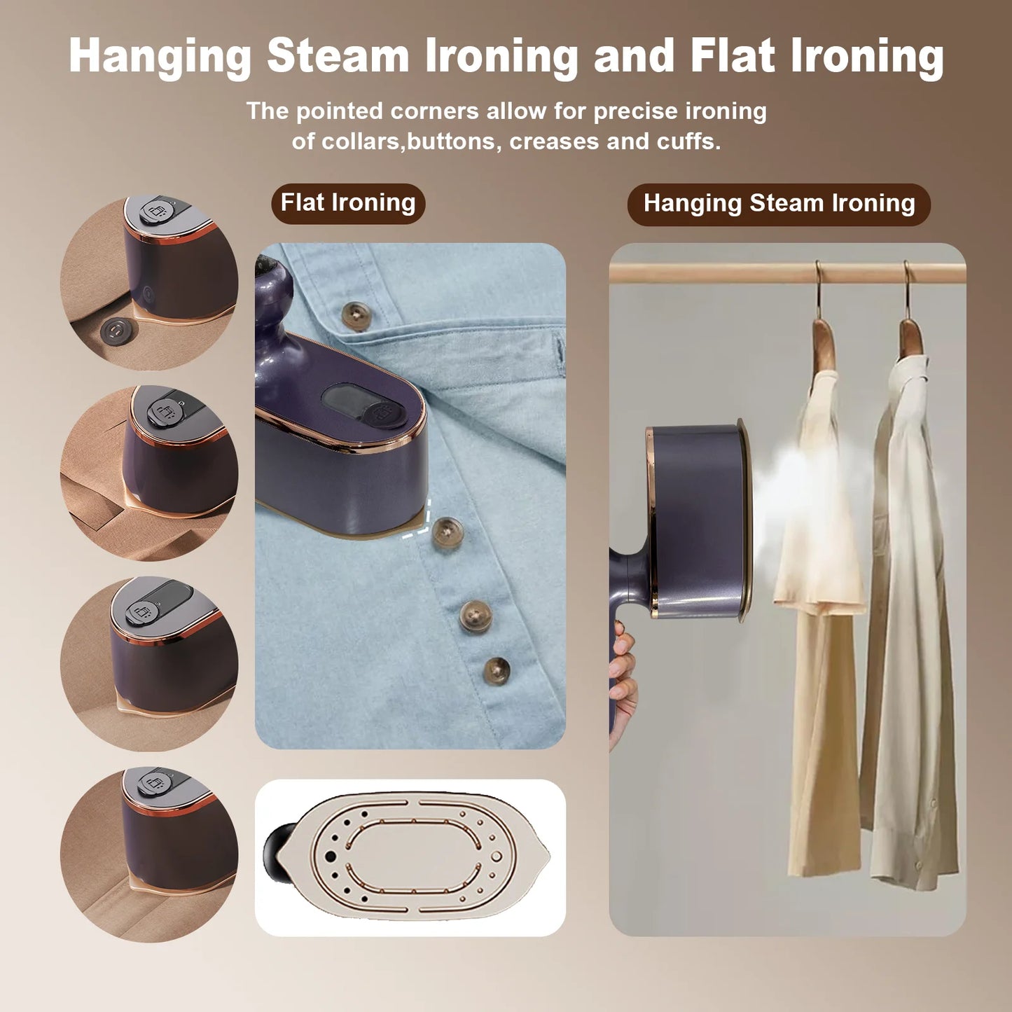 PKALQ Travel Steamer for Clothes, 1200W Portable Steamer with LCD Display 180° Swivel Handle Powerful Wrinkle Remover, Clothing Steamer