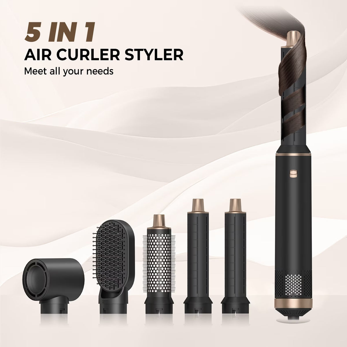 5 in 1 Blow Dryer Brush, Upgrade Hair Dryer Brush Air Curler Air Curling Wrap Styler, Detachable Hot Air Brush Negative Ion Curling Brush Iron, Hair Styling Tools for Drying Curling Straightening