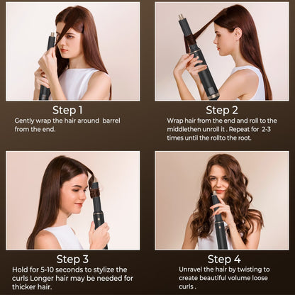 5 in 1 Blow Dryer Brush, Upgrade Hair Dryer Brush Air Curler Air Curling Wrap Styler, Detachable Hot Air Brush Negative Ion Curling Brush Iron, Hair Styling Tools for Drying Curling Straightening
