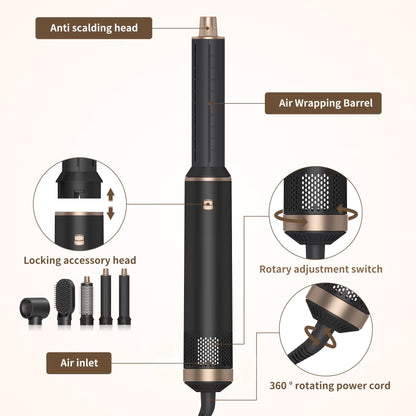 5 in 1 Blow Dryer Brush, Upgrade Hair Dryer Brush Air Curler Air Curling Wrap Styler, Detachable Hot Air Brush Negative Ion Curling Brush Iron, Hair Styling Tools for Drying Curling Straightening