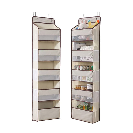 Pkalq Over The Door Organizer Storage, 5 Shelf Hanging Door Organizer with 5 Large Capacity Pockets, Anti Tilt 44 lb Load Behind Door Storage for Bedroom, Bathroom, Pantry, Nursery